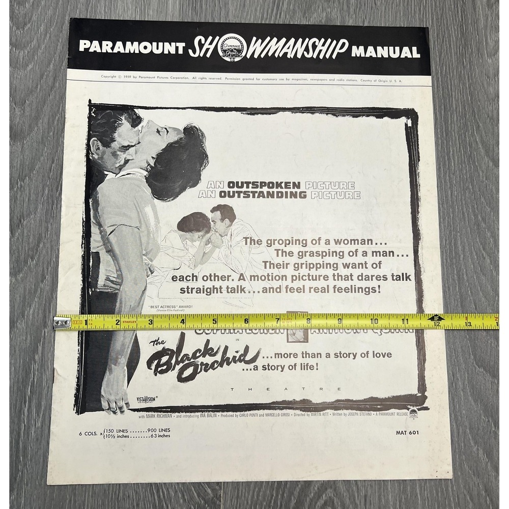 Vtg 1959 The Black Orchid Movie Pressbook Paramount Showmanship Manual Sophia - Picture 10 of 10